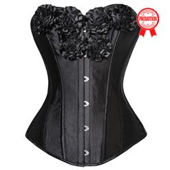 Black corset, Organza flowers corset, sexy corset, #N1320