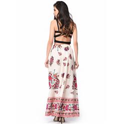 Woman's Summer Beach Flower Print High Waist Maxi Skirt  N14106