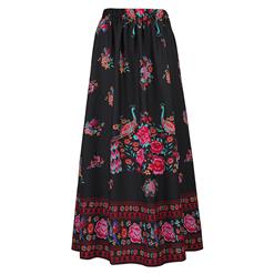 Woman's Summer Beach Flower Print High Waist Maxi Skirt  N14107