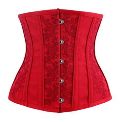 Brocade Embroidery Underbust Corset, Steel Bone Waist Training Corset, Steel Boned Brocade Corset, Steampunk Underbust Corset, #N14109