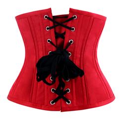 Red Vintage Steel Bone Brocade Embroidery Underbust Corset N14109