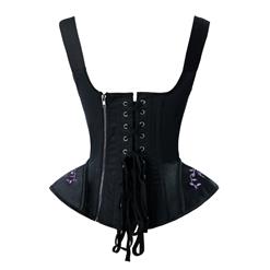 Victoria Gothic Steel Bone Brocade Embroidery Shoulder Strap Tank Overbust Corset N14110