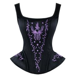 Brocade Embroidery Underbust Corset, Steel Bone Corset, Steel Boned Brocade Corset, Steampunk Overbust Corset, #N14110