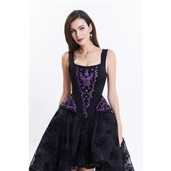 Victoria Gothic Steel Bone Brocade Embroidery Shoulder Strap Tank Overbust Corset N14110