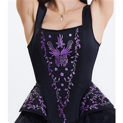 Victoria Gothic Steel Bone Brocade Embroidery Shoulder Strap Tank Overbust Corset N14110