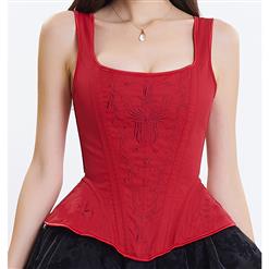 Victoria Gothic Steel Bone Brocade Embroidery Shoulder Strap Tank Overbust Corset N14111