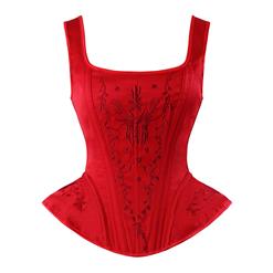 Victoria Gothic Steel Bone Brocade Embroidery Shoulder Strap Tank Overbust Corset N14111