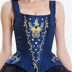 Victoria Gothic Steel Bone Brocade Embroidery Shoulder Strap Tank Overbust Corset N14112