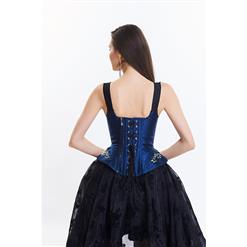 Victorian Gothic Brocade Embroidery Shoulder Strap Tank Overbust Corset Organza Skirt Set N14125