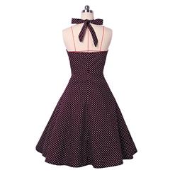Women's Vintage Halter Polka Dot Rockabilly Swing Dress N14159
