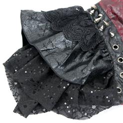 Gothic Black Leather Lace Cape Black Chain Steampunk Rivet and Cross Embellished Shrug  N14164