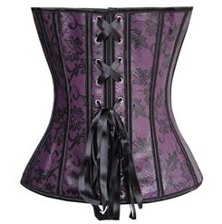 Purple Leather Floral Fantasies Corset N1418
