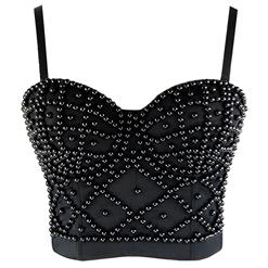 Women's Sexy Spaghetti Strap Beads Bustier Bra N14406