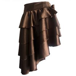 Sexy Brown Satin High-low Ruffles Dancing Party Skirt N14440