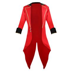 Deluxe Men's Ringmaster Costume, Red Circus Ring Leader Costume, Mens Mad Hatter Costume, Red Swallow-tailed Coat for Men, #N14550