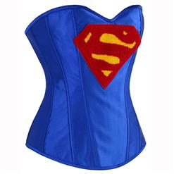 Sexy Women's Strapless Underwire Cup Plastic Boned Superwomen Cosplay Wonder Halloween Costume Overbust Corset N14639