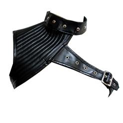 Women's Steampunk Black One-shoulder Leather Spiral Stripe Corset Shrug N14708