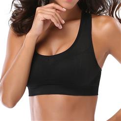 Women's Black High Impact Workout Yoga Running Sports Bras Racerback N14713