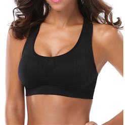 Women's Black High Impact Workout Yoga Running Sports Bras Racerback N14713