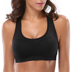 Women's Black High Impact Workout Yoga Running Sports Bras Racerback N14713