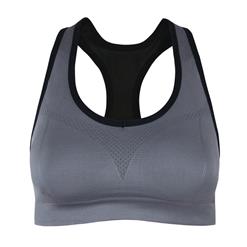 Women's Gray High Impact Workout Yoga Running Sports Bras Racerback N14714