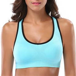 Women's Sky Blue High Impact Workout Yoga Running Sports Bras Racerback N14715