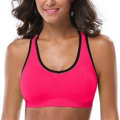 Women's Rose Red High Impact Workout Yoga Running Sports Bras Racerback N14716