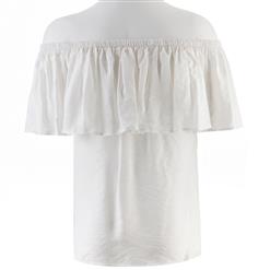 Sexy Summer Casual White Ruffle Off Shoulder Blouse N14788