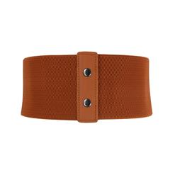 Fashion Brown Leather Stretch Waistband High Waisted Cincher Corset Belt N14794