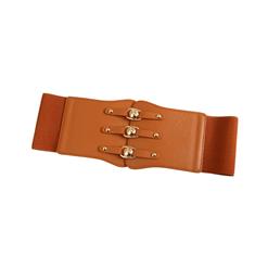 Fashion Brown Leather Stretch Waistband High Waisted Cincher Corset Belt N14794