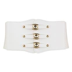 Fashion White Leather Stretch Waistband High Waisted Cincher Corset Belt N14796