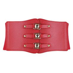 Fashion Red Leather Stretch Waistband High Waisted Cincher Corset Belt N14797