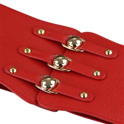 Fashion Red Leather Stretch Waistband High Waisted Cincher Corset Belt N14797