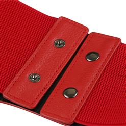 Fashion Red Leather Stretch Waistband High Waisted Cincher Corset Belt N14797