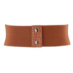 Fashion Brown Leather Stretch Waistband Front Lace-up Hollow Cincher Corset Belt N14798
