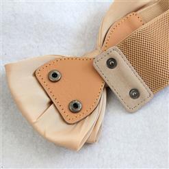 Women Elegant Front Button Closure Elastic Big Bow Wide Waist Belt N14811