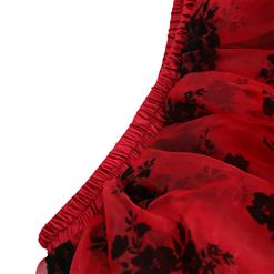 Victorian Gothic Red Elastic High-low Organza Skirt N14919