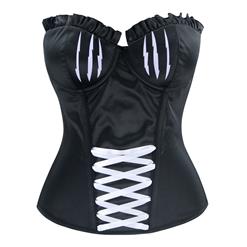 Women's Strapless Underwire Cup Plastic Boned Heroine Flash Halloween Overbust Corset N15010