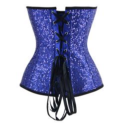 Women's Strapless 8 Plastic Boned Sequined Superwomen Halloween Costume Overbust Corset N15013