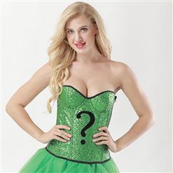 Strapless 8 Plastic Boned Sequined Superhero Halloween Costume Overbust Corset N15015