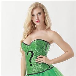 Strapless 8 Plastic Boned Sequined Superhero Halloween Costume Overbust Corset N15015