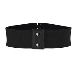 Fashion Black Leather Front Lace-up Elastic Wide Girdle Waist Belt N15191