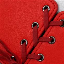 Fashion Red Leather Front Lace-up Elastic Wide Girdle Waist Belt N15194