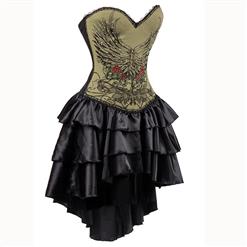 Women's Gothic Burlesque Printed Corset Dress Halloween Costume N15305