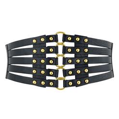 Punk Waist Belt, Metal Waist Belt, Vintage Waist Belt, Elastic Waist Belt, Waist Belt for Women, Wide Cinch Belt, Black Girdle, #N15385