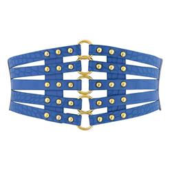 Punk Waist Belt, Metal Waist Belt, Vintage Waist Belt, Elastic Waist Belt, Waist Belt for Women, Wide Cinch Belt, Blue Girdle, #N15386