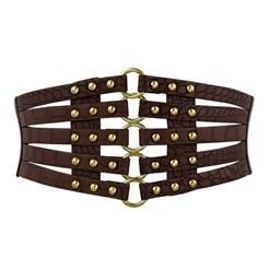 Punk Waist Belt, Metal Waist Belt, Vintage Waist Belt, Elastic Waist Belt, Waist Belt for Women, Wide Cinch Belt, Dark Brown Girdle, #N15388