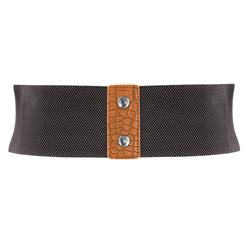 Women's Punk Faux Leather Metal Rings Rivets Decorated Girdle Wide Waist Belt N15389