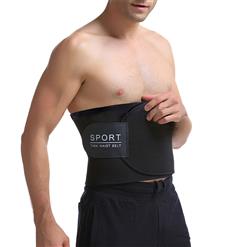 Unisex Black Latex Sports Waist Trimmer Stomach Wrap Enhancer Body Shaper Belt N15400