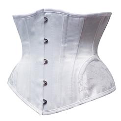 Vintage White Jacquard Steel Boned Underbust Waist Cincher Plus Size Corset N15434